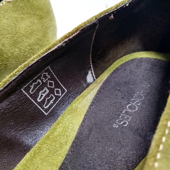 Aerosoles wedges olive green suede and black rubber with bow size 8 - Picture 4 of 7